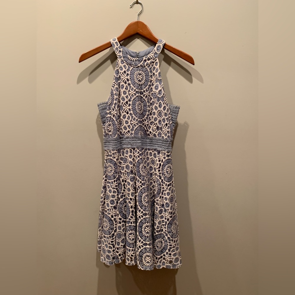Medium Blue Lace Halter Dress